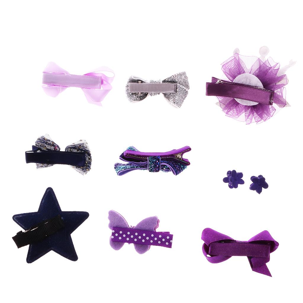 Infant Boutique Hair Bow Mixed Design Toddler Hair Clips Set Purple