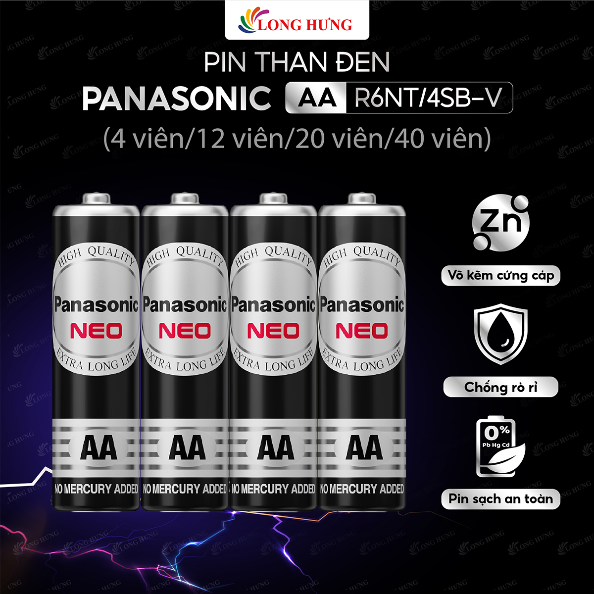 Hộp Pin than đen Panasonic AA R6NT/4SB (40 viên) - Hàng chính hãng