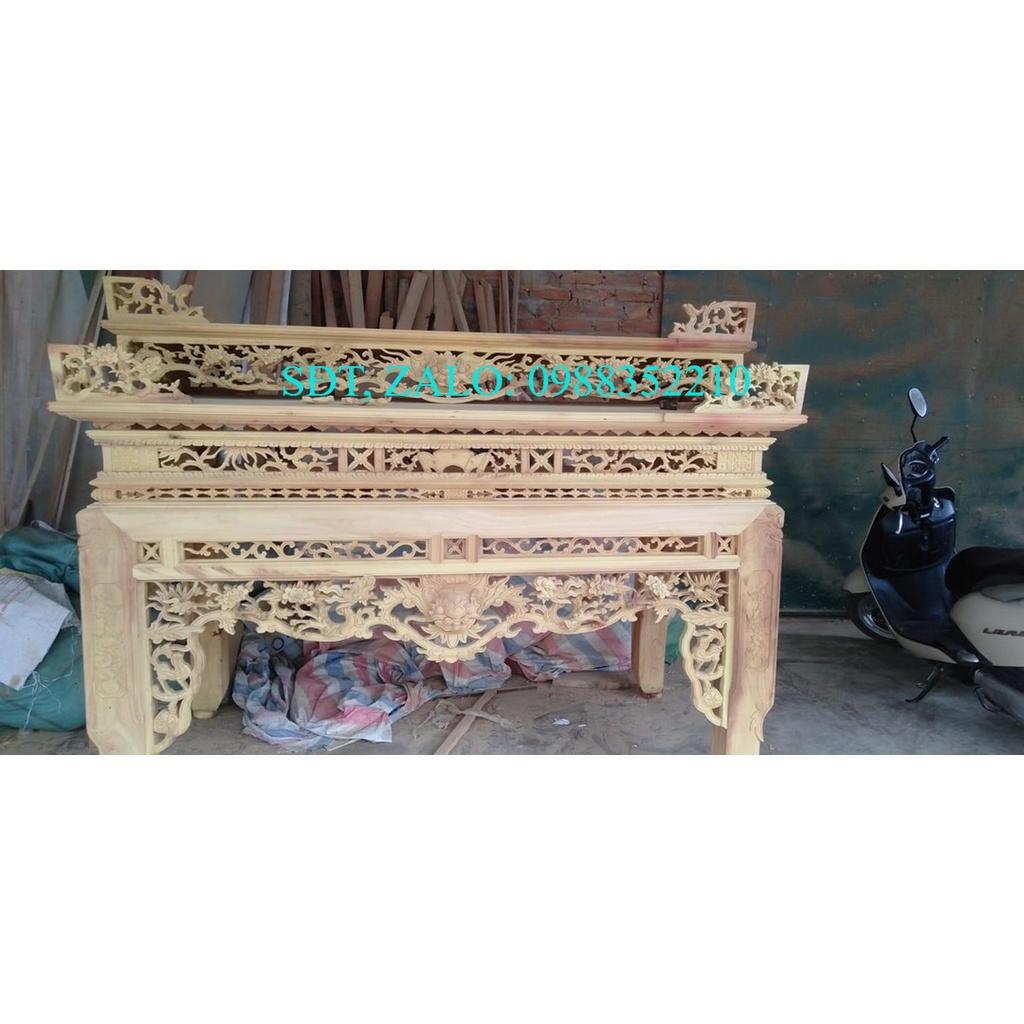 Án gian bàn thờ gỗ mít ta chân 12cm hàng xịn Pu