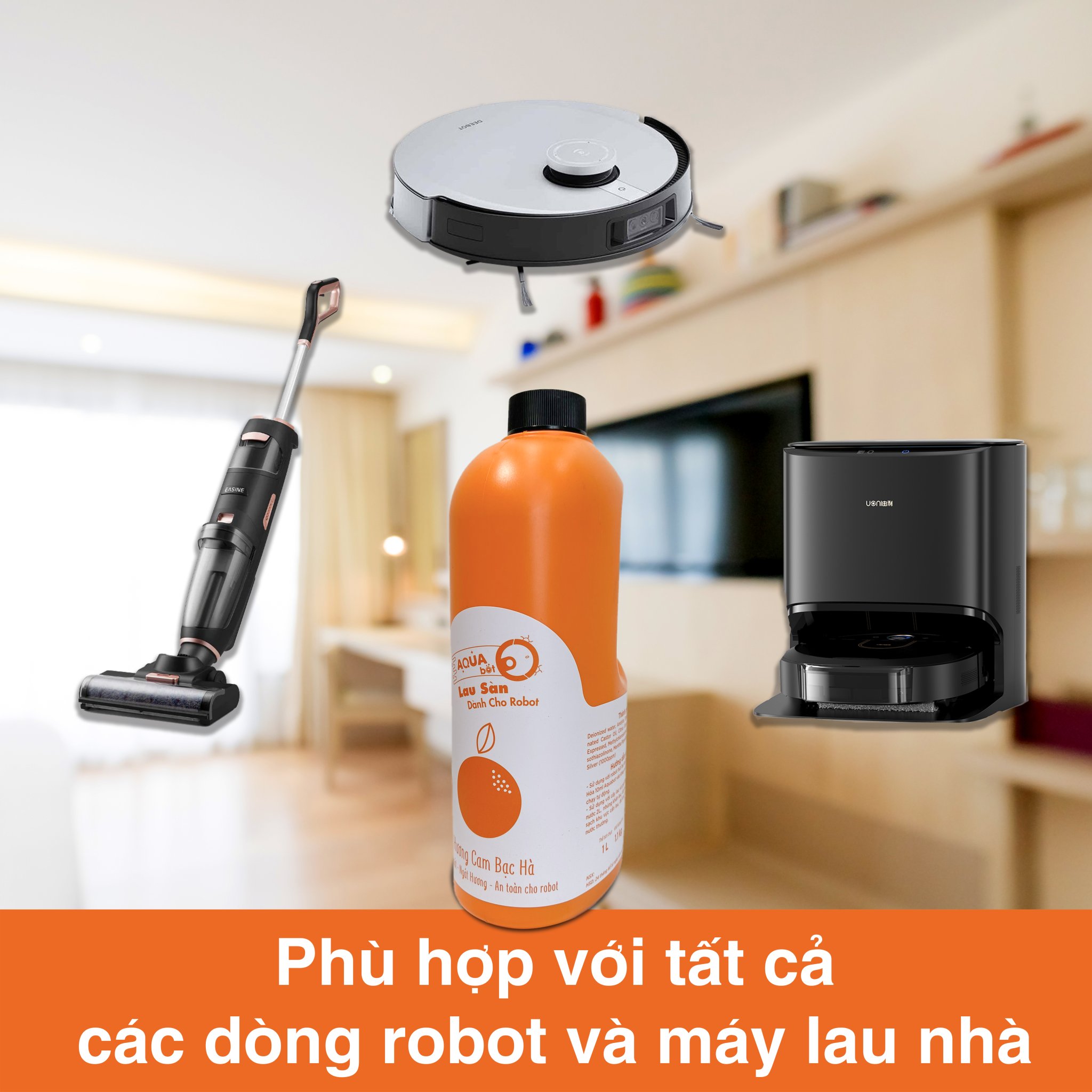 Nước Lau Sàn Chuyên Dụng Cho Robot hút Bụi Lau Nhà - AQUABOT - Hương Cam Bạc Hà