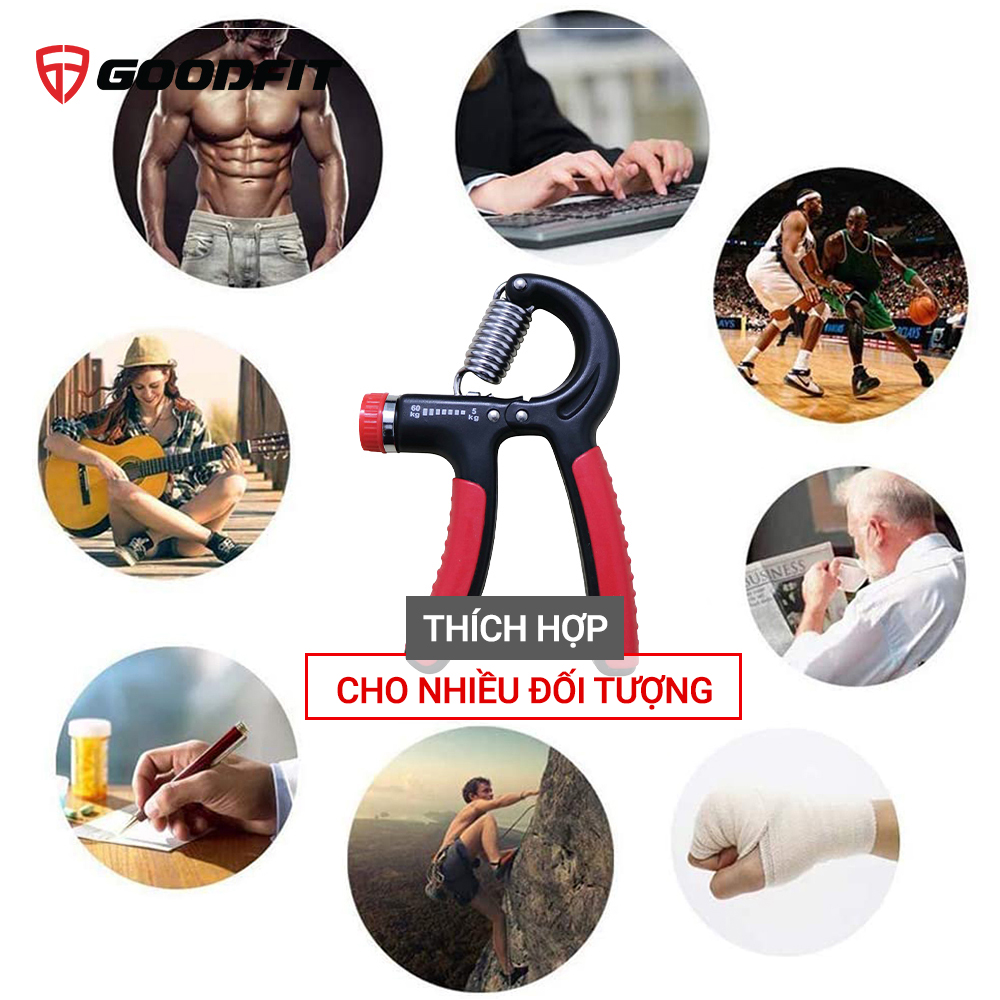 Kìm bóp tập cơ tay, kìm bóp tay GoodFit tùy chỉnh 5-60kg tập gym, tập lực tại nhà GF01E