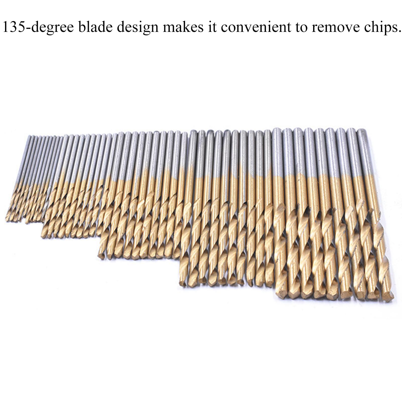 50 mũi khoan xoắn trục thẳng đường kính: 1mm / 1.5mm / 2mm / 2.5mm / 3mm. Thiết kế lưỡi dao 135 độ giúp lấy phôi thuận tiện