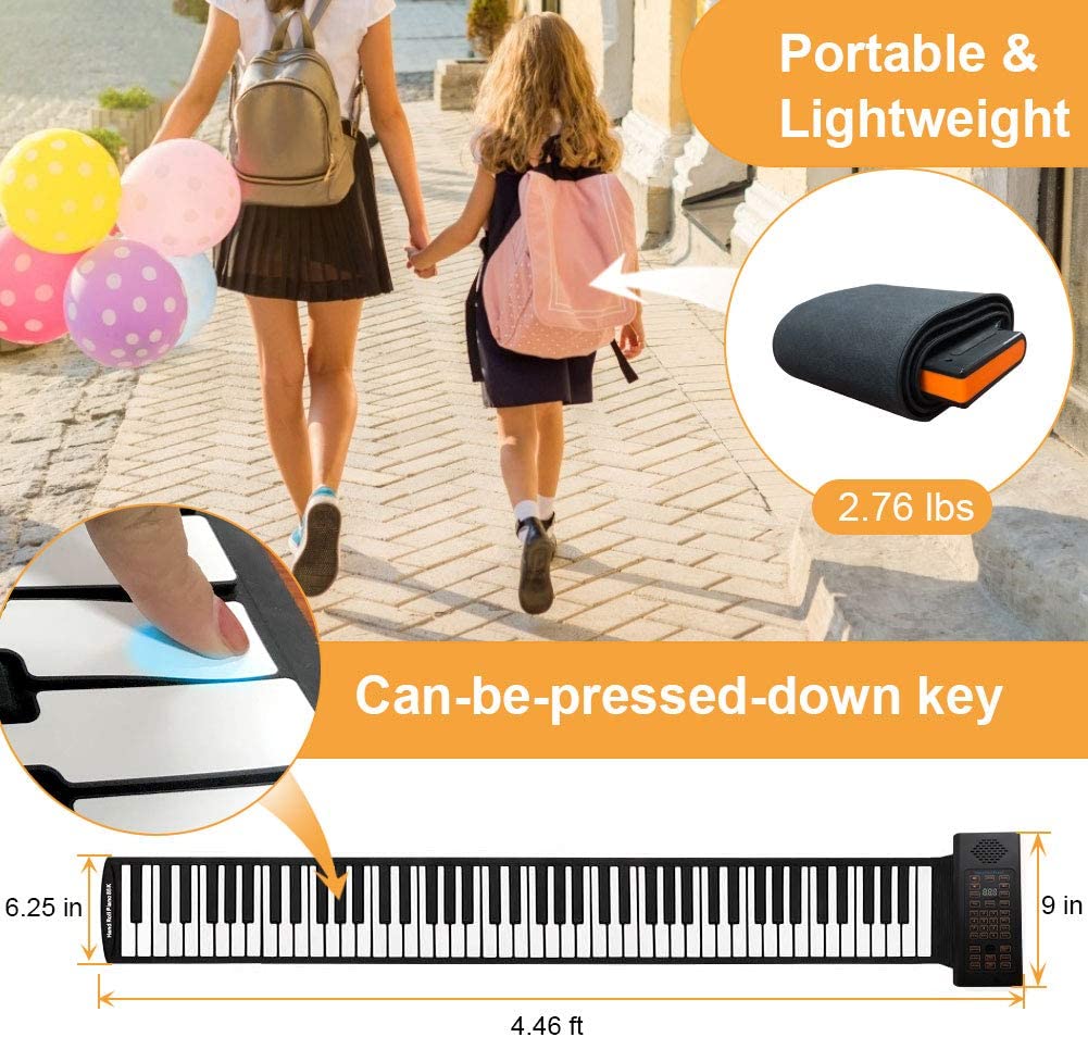 Đàn Piano Phím Cuộn 88 Keys Roll up Piano W Pedal Numeric Portable Keyboard