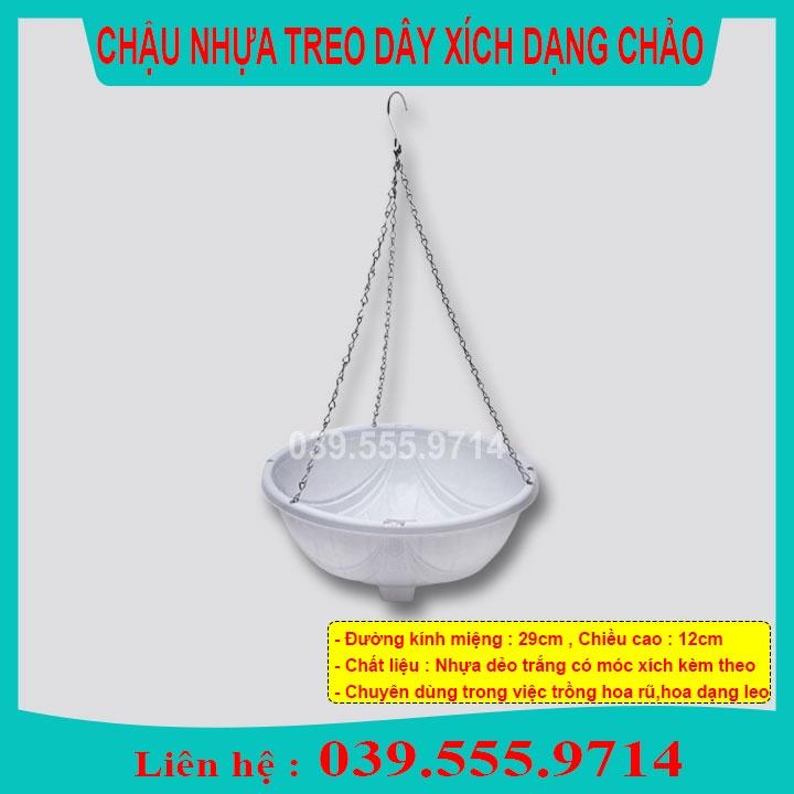 Bộ 5 Chậu Nhựa Chảo Tặng Kèm Móc Xích - Chậu Trồng Hoa Cây Cảnh