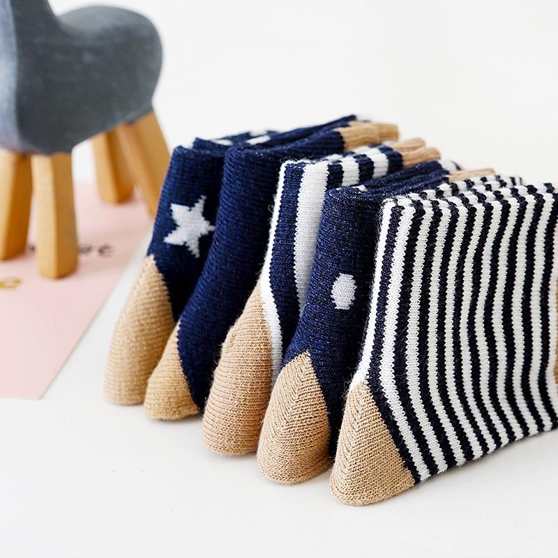 Set 5 đôi tất cotton mềm mại dài từ 0-1-3-6 tuổi 7-16cm