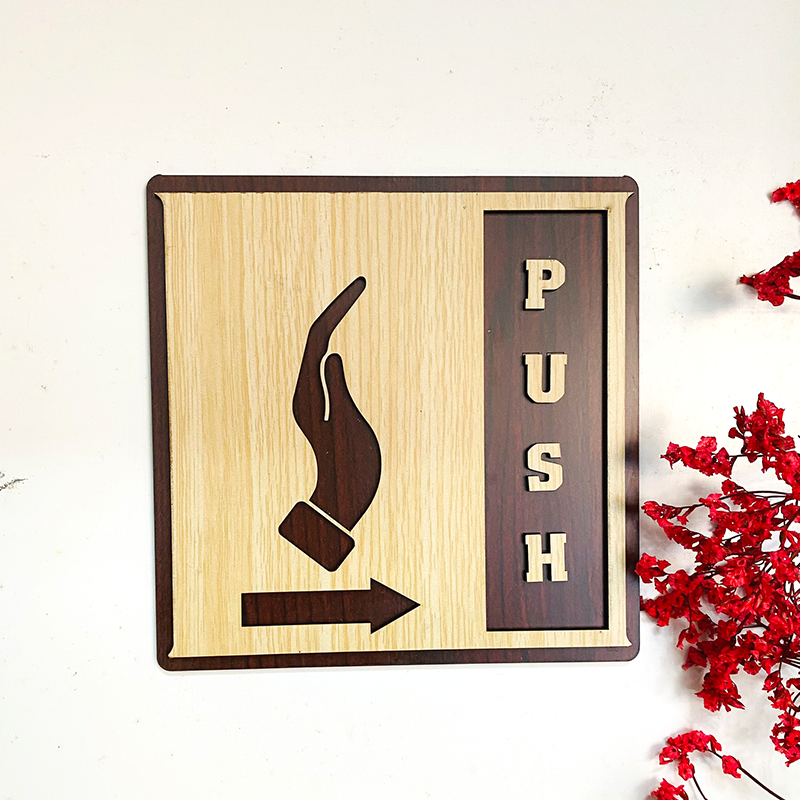 PP6 - Bảng gỗ dán cửa Kéo - Đẩy, Pull - Push Decor trang trí hình vuông