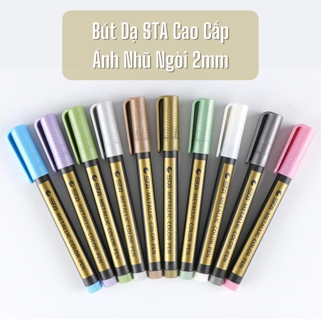 Bút dạ Marker nét 2mm màu nhũ STA Metallic cao cấp trang trí trên nhiều chất liệu 8151 ST457