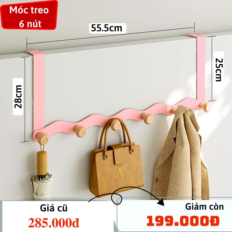 Móc treo cửa lượn sóng Dola Home không khoan đục không hại tường không hại cửa mở rộng không gian treo đồ