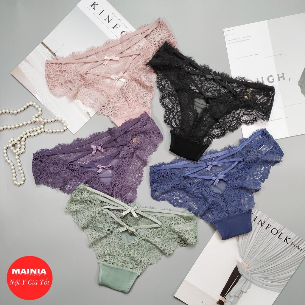 Quần Lót Ren Phối Dây Chéo Mông Đính Nơ Siêu Đẹp Freesize Co Giãn Thoải Mái Chíp Ren Sexy Cao Cấp Mainia Shop