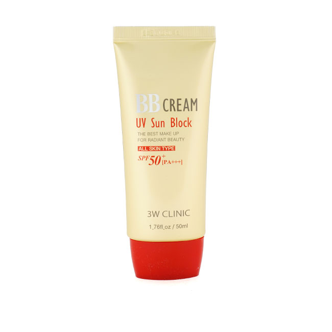 Kem nền chống nắng BB Cream UV Sun Block 3W Clinic SPF 50+ PA+++ Hàn Quốc 50ml