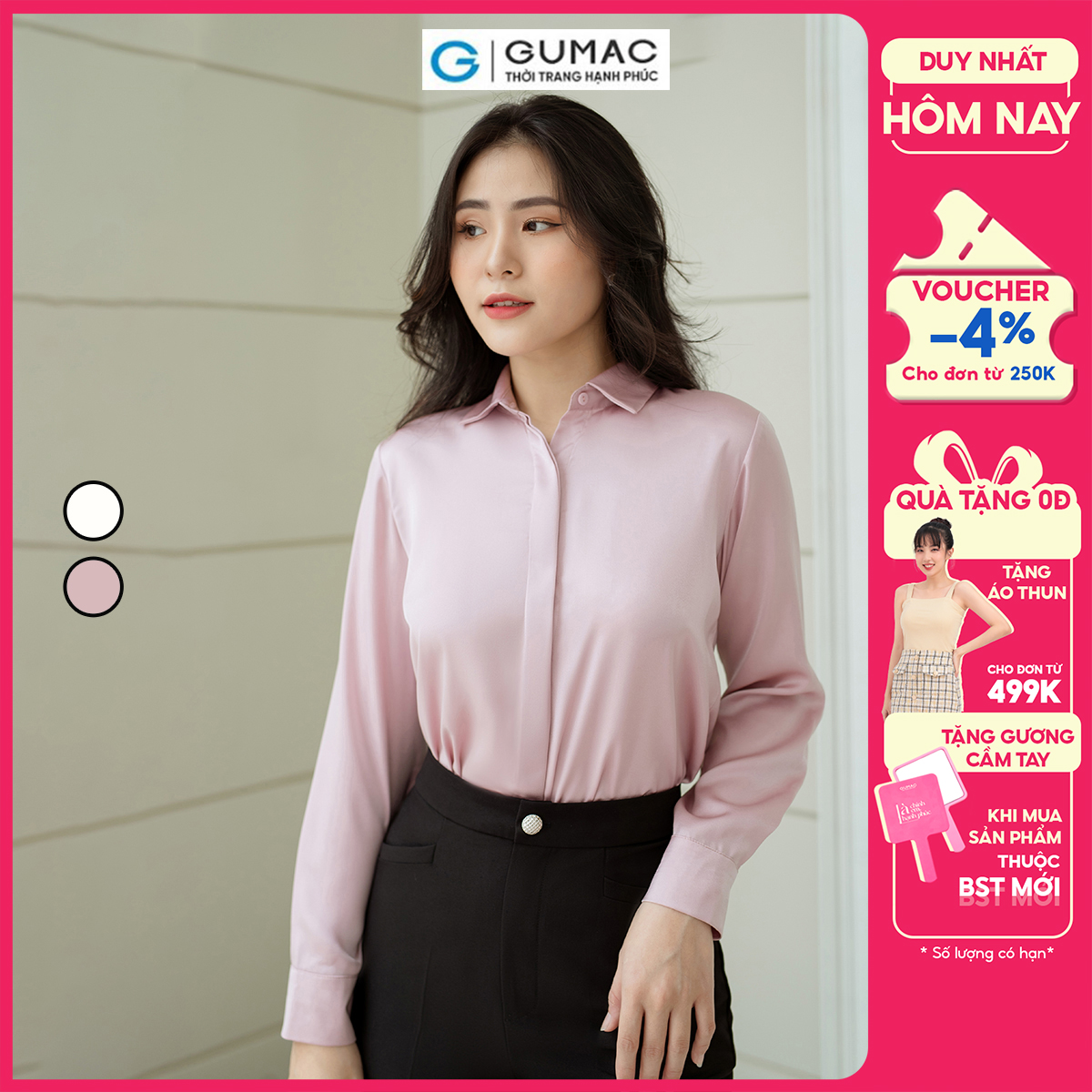 Áo sơ mi nẹp nút GUMAC AD08005