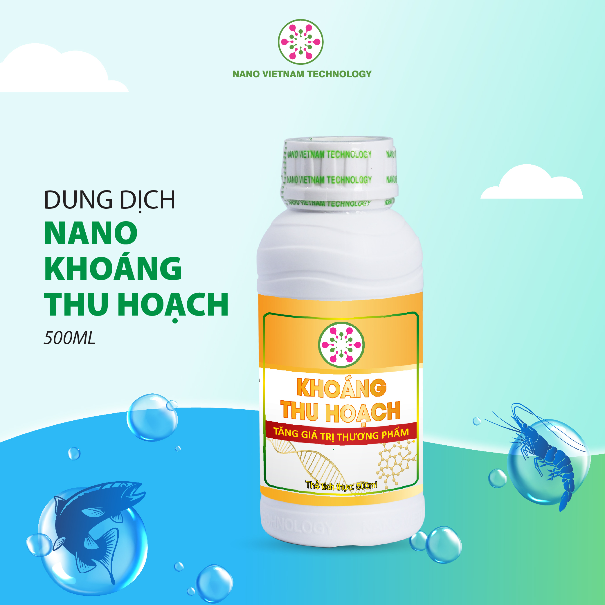 Khoáng thu hoạch 100% nguyên chất Nano Vietnam Tech cho tôm, cá và động vật thủy sinh