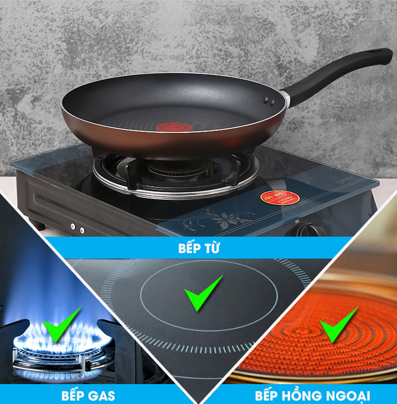 Chảo chiên chống dính đáy từ Tefal Day by Day 24cm/ 28cm , dùng cho mọi loại bếp- Gian hàng chính hãng