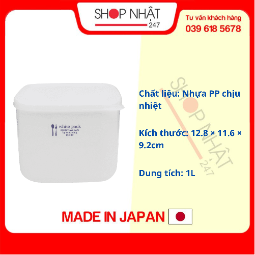 Hộp nhựa đựng thực phẩm White Pack 1L nội địa Nhật Bản