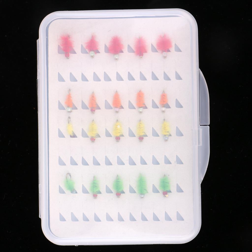 20pcs/Box Trout Fly Fishing Flies Dry Simulation Insects Nymph Flies 4 Colors