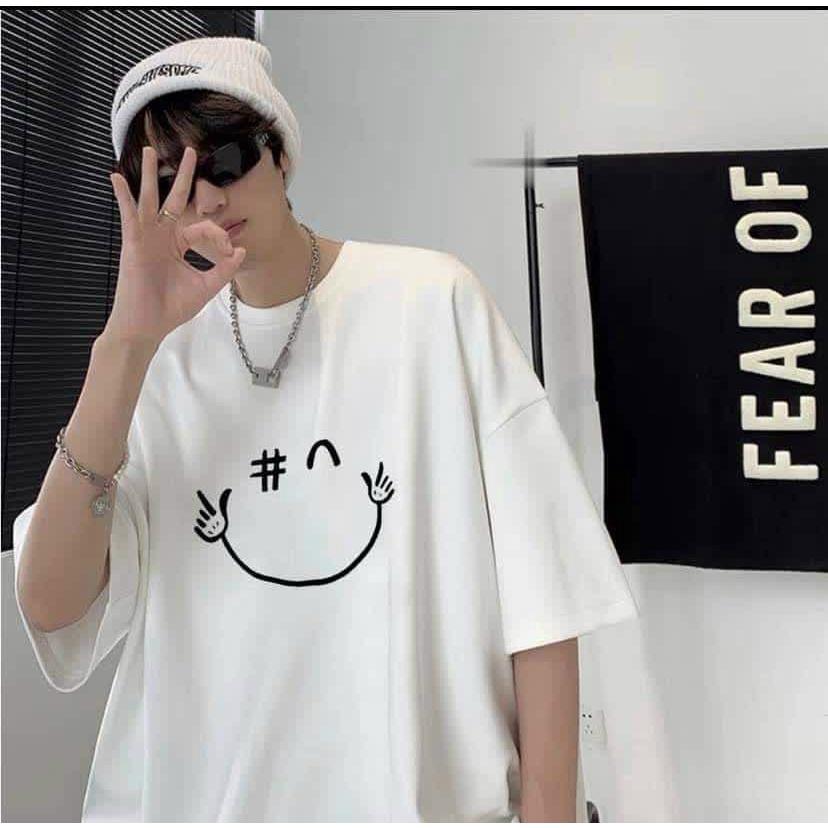 Áo thun nam nữ unisex phom rộng mặt cười vui vẻ