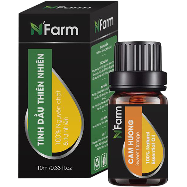 Combo Máy khuếch tán tinh dầu Bí Ngô gỗ nâu N'Farm NF2027, tinh dầu sả chanh, tinh dầu cam N'Farm (10ml x2)