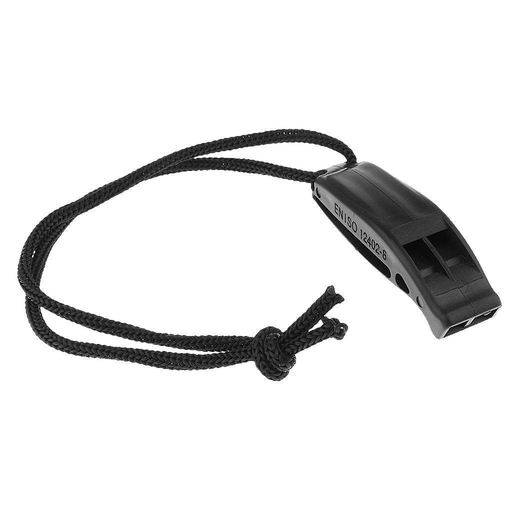 Black Safety Whistle with Lanyard for Outdoor Boating Hiking Emergency Rescue Signaling