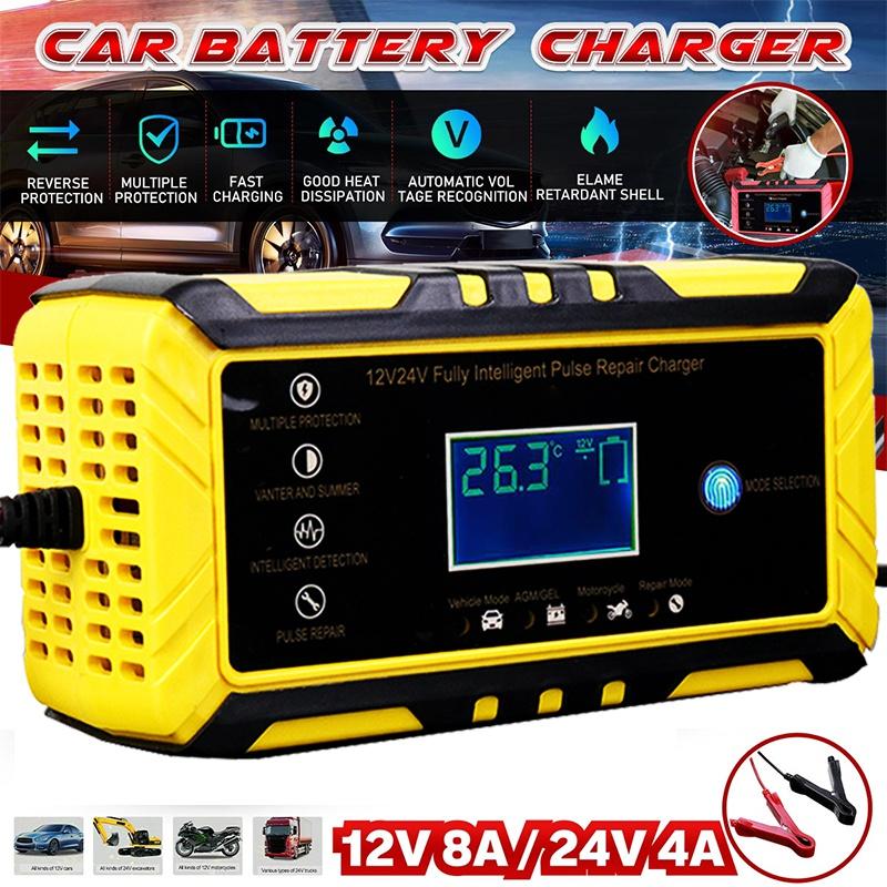 12V / 24V 8A Bộ sạc pin hoàn toàn tự động Màn hình LCD kỹ thuật số Bộ sạc pin cho ô tô Sửa chữa điện Puls