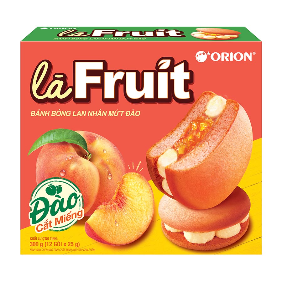 Bánh Bông Lan Nhân Mứt Đào - làFruit - 12 gói x 25g