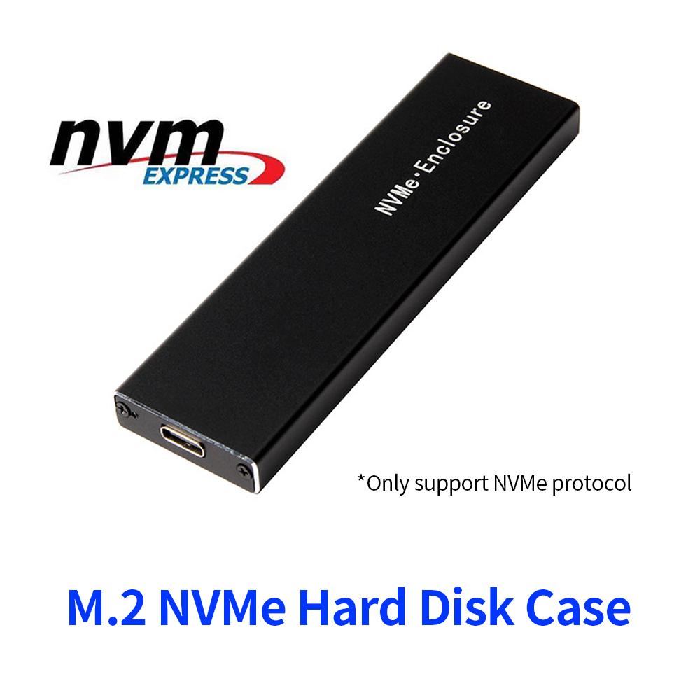 M.2 NVMe SSD Case NVME SSD Enclosure Type-C Interface M.2 NVMe Hard Disk Case Aluminum Alloy External Hard Drive Case