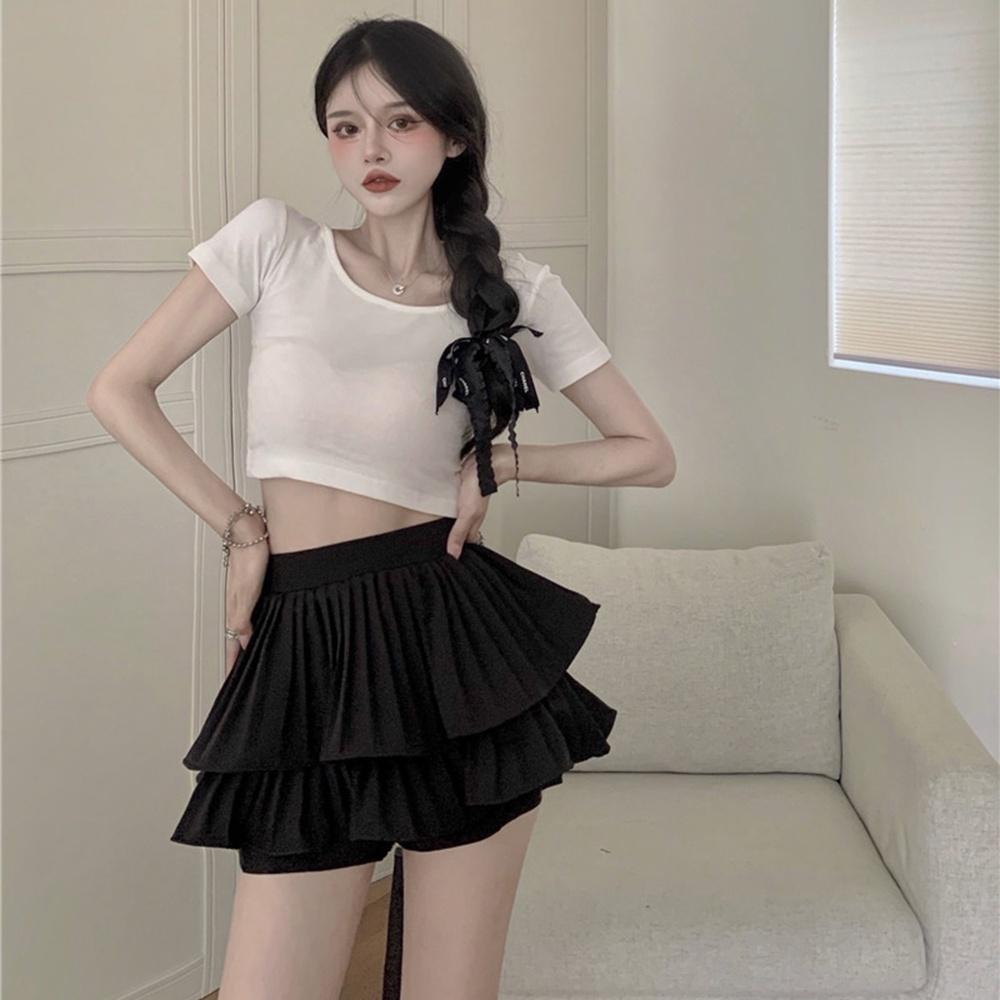 Chân Váy Xếp Ly 2 tầng HY KOREA Lưng Chun Có Lót Trong Dáng Ngắn Phong Cách Hàn Quốc Dễ Thương