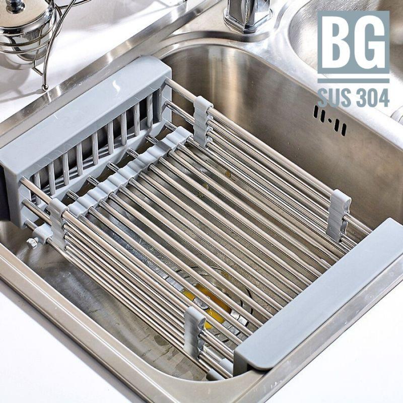 Rổ inox hình chữ nhật gác bồn chậu rửa bát