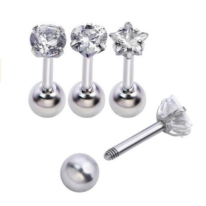4pcs Stainless Steel Lip Studs Ear Rings Bars 1.2mm