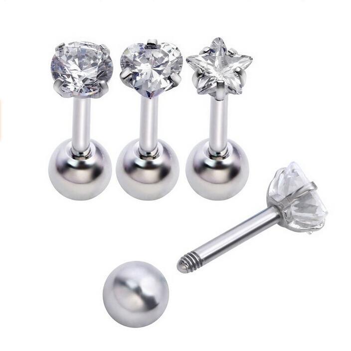 4pcs Stainless Steel Ball Top Lip Studs Tragus Ear Rings Bars 1.2mm