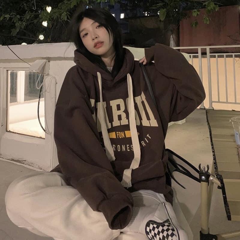 Áo hoodie chữ ngực HARSII from rộng tay bồng , áo hoodie unisex form rộng