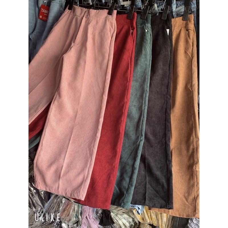 Quần culottes Nhung Gân ống rộng phong cách ulzang- bảng màu shop tự chụp