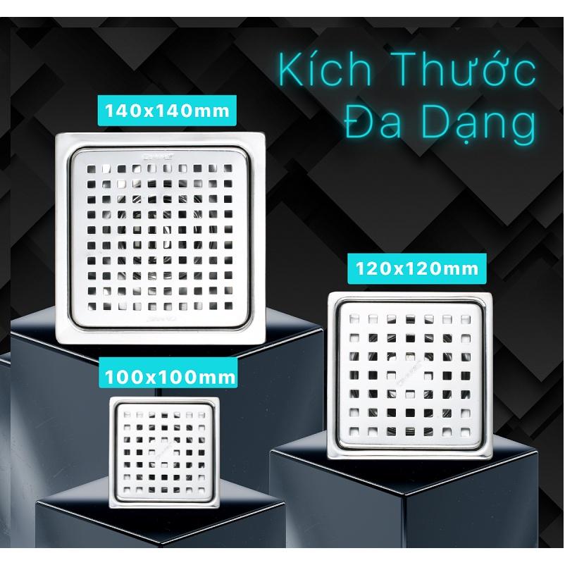 ST1010B - Phễu thu, phễu thoát sàn inox 304, phi 60, 100x100mm