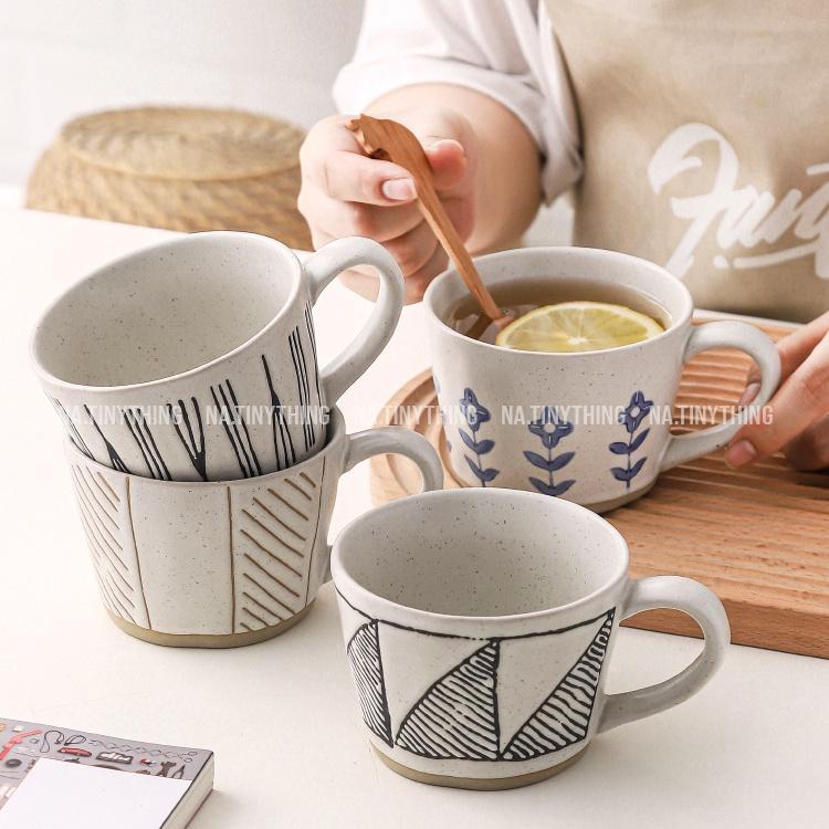 Ly sứ cao cấp, cốc sứ có quai phong cách Retro Vintage NA0059