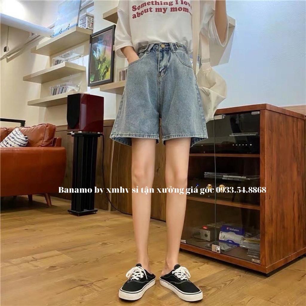 Quần short jean nữ 2 cúc eo, lưng cao siêu đẹp thời trang Banamo fashion jean nữ 2 cúc eo 662