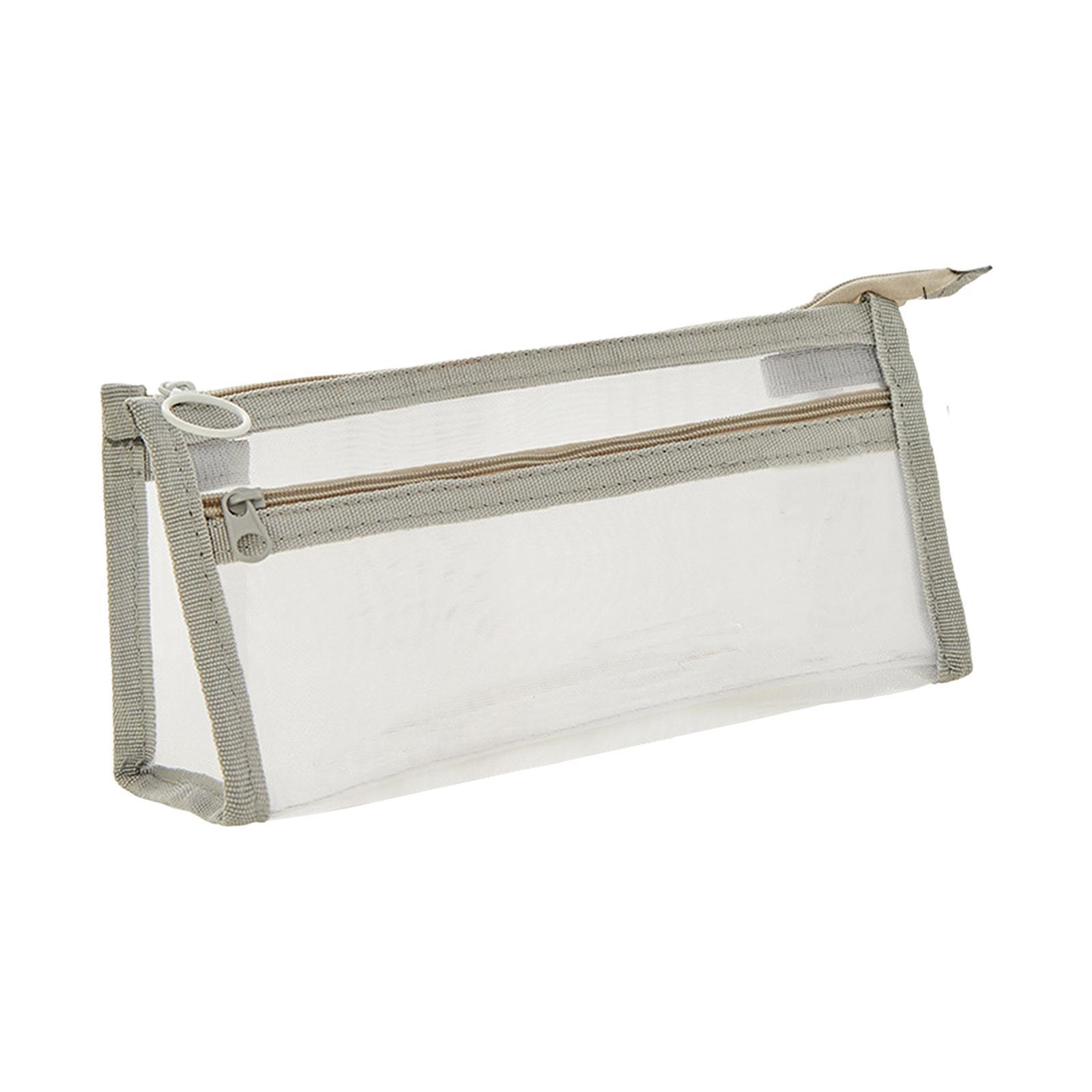 Pen Bag with Zipper Clear Pencil Case Stationery Organizer Holder Pen Case Makeup Bag Exam Pencil Bag Pencil Storage Pouch for Office Travel