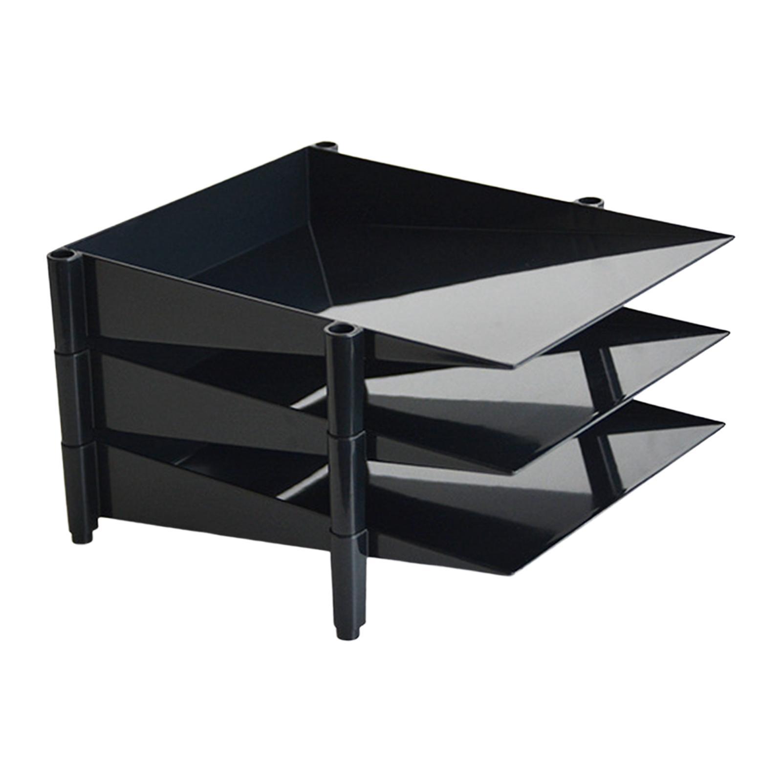 File Document Holder Paper Shelves Sorter Stackable Black