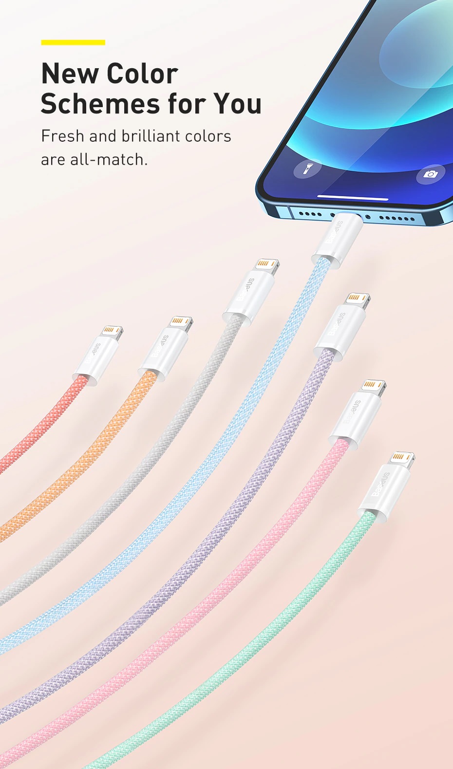 Cáp sạc nhanh IP 2.4A, Cáp sạc nhanh truyền dữ liệu Baseus Dynamic Series Fast Charging Cable 2.4A cho iPhone, iPad - Hàng chính hãng