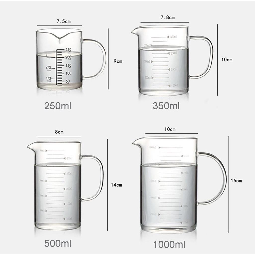 Ca đong thủy tinh có vạch chia dung tích