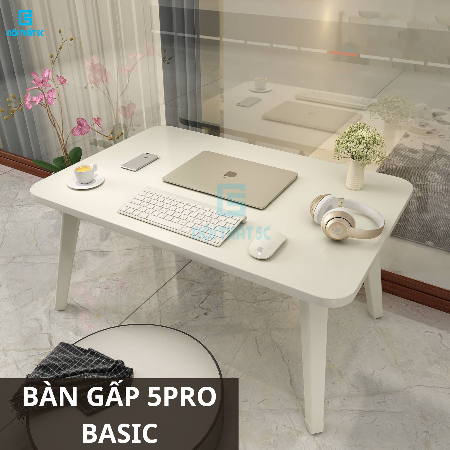 Bàn làm việc ngồi giường, bàn học tập ngồi bệt gấp gọn thông minh, bàn đọc sách chân nhựa kích thước nhỏ gọn tiện lợi tiết kiệm không gian