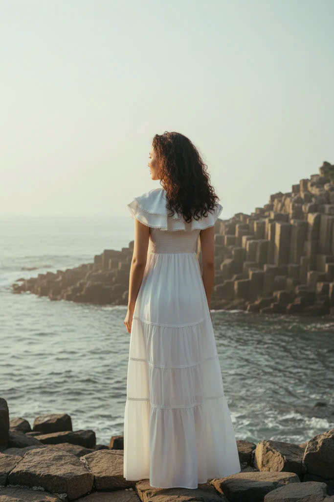 Đầm Maxi Cotton Trắng Thiên Nga Dre175 Thời trang Hity