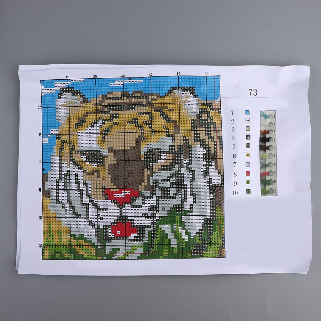 1 Set Latch Hook Rug Making Kits for Adults Tiger Pattern Cushion Embroidery