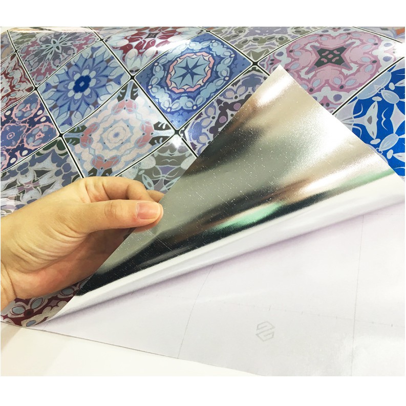 Combo 3 mét giấy dán bếp, decal dán bếp tráng nhôm GẠCH HOA NHIỀU MÀU khổ 60cm có keo sẵn