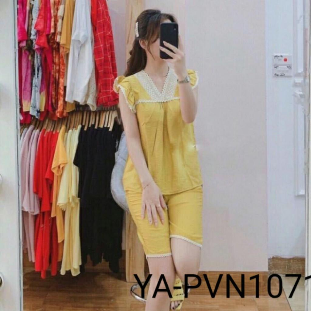 Bộ đồ bầu thời trang mặc nhà mùa hè chất đũi mát