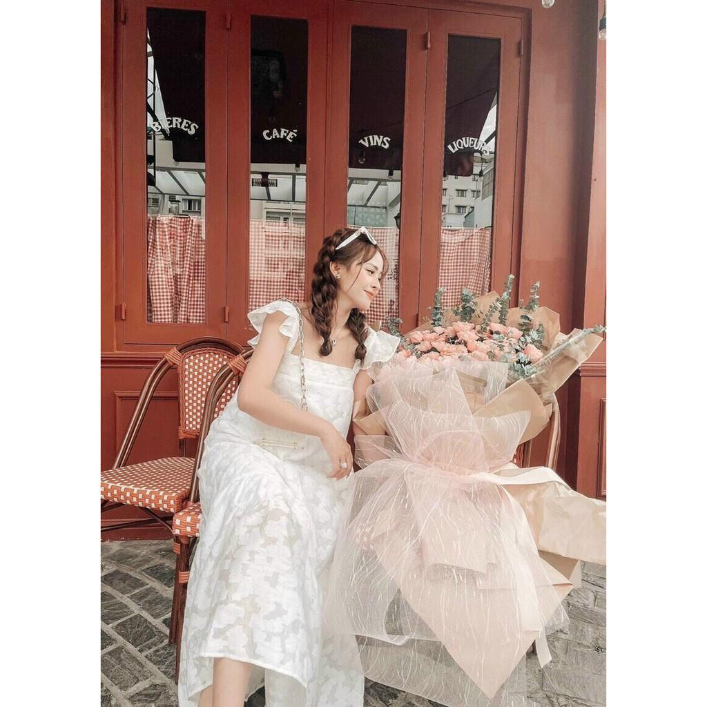 ĐẦM REN LƯỚI MÂY 2 LỚP VÀNG HỒNG XANH TRẮNG 2 DÂY BÈO DÁNG XÒE PHỐI ĐUÔI CÁ-hình cận vải shop chụp