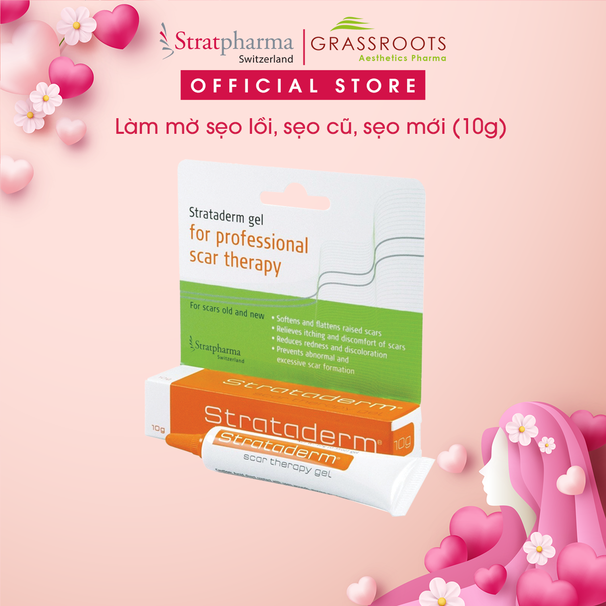 Strataderm 10g - Gel Silicone ngăn ngừa sẹo xấu