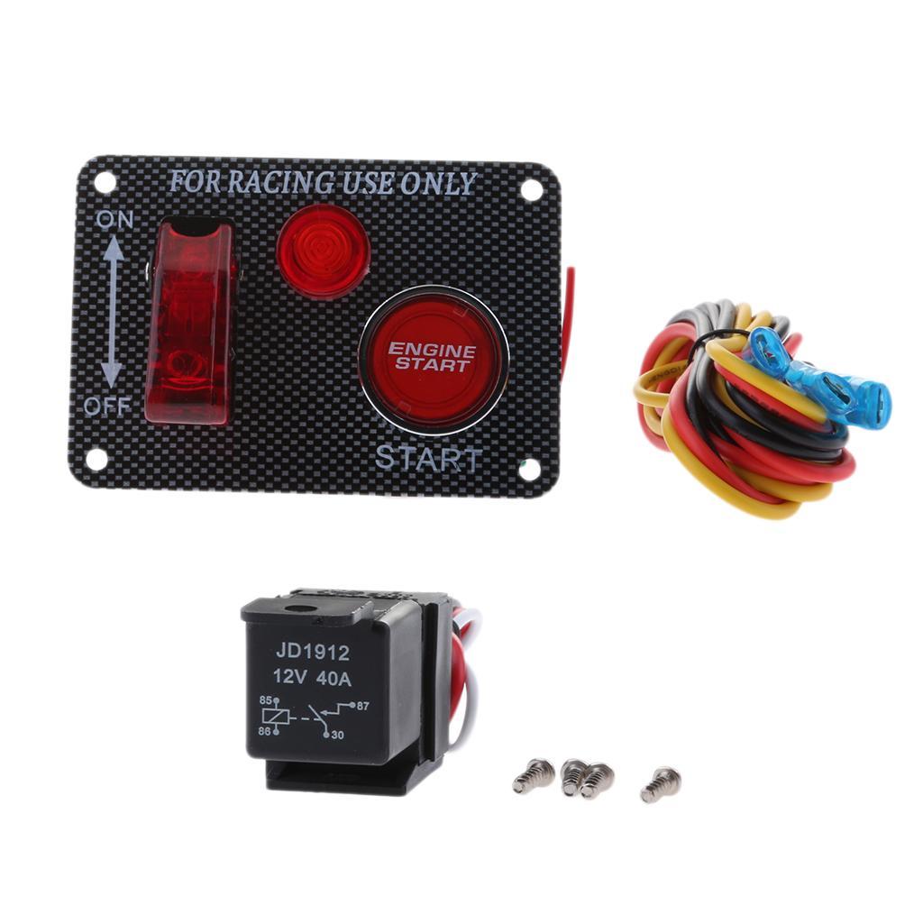 12V Racing Car Ignition Switch LED Toggle Switch Button Panel Kit