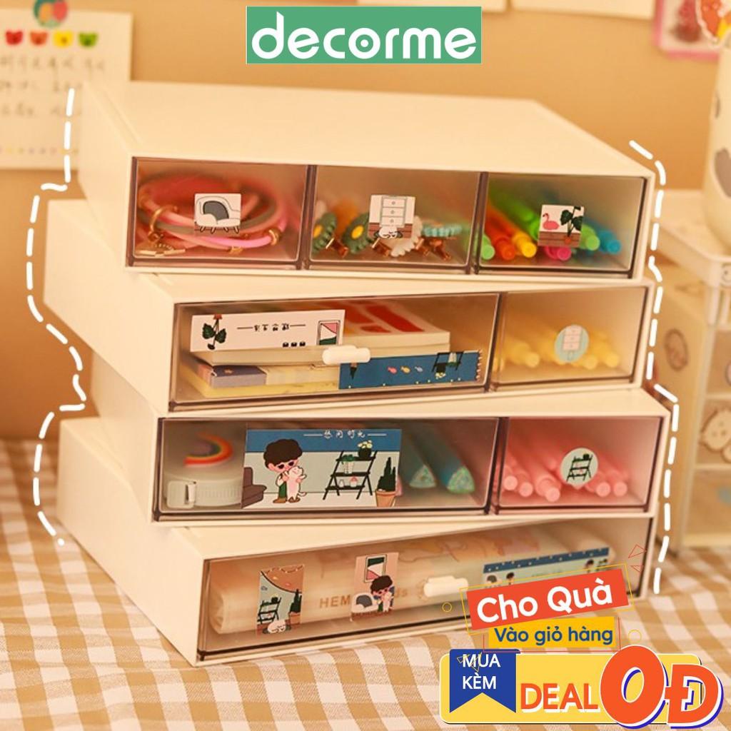 NGĂN tủ trong suốt chia ô có thể xếp chồng lên nhau thành tủ mini trang trí bàn học Desk Decor DecorMe