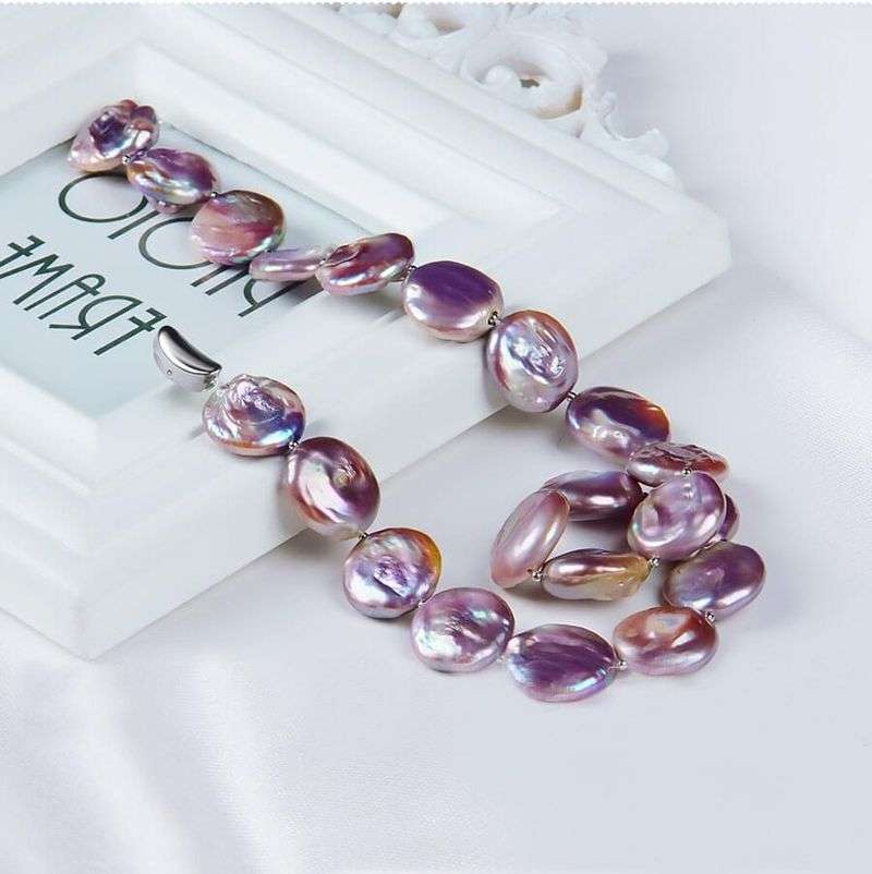 Vòng Cổ Ngọc Trai Tự Nhiên Baroque Cao Cấp - Chuỗi đơn đồng Xu - Trang Sức Cô Tấm - COIN PEARL - CTJ4708