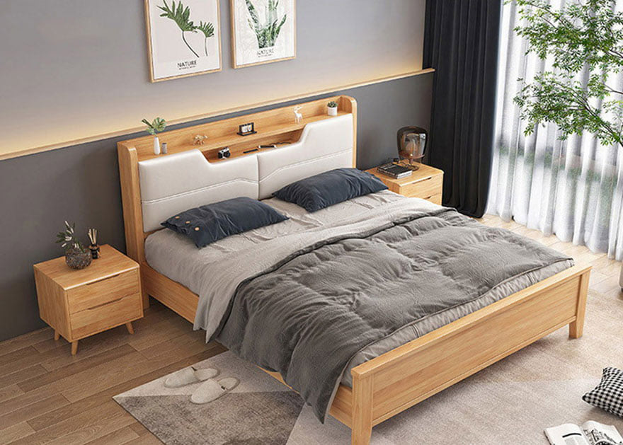 Giường ngủ bằng gỗ hiện đại kiểu dáng sang trọng