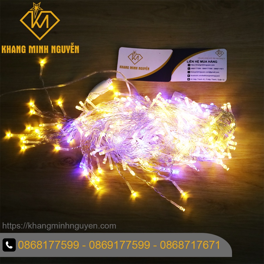 Đèn trang trí Noel, Giáng Sinh - Mành đèn, lưới đèn led dài 12 mét có bọc chống nước, dùng trang trí ngoài trời
